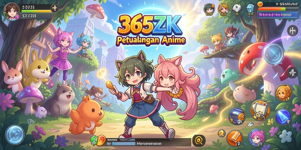 Tangkapan layar permainan 365ZK menunjukkan aksi anime yang seru.