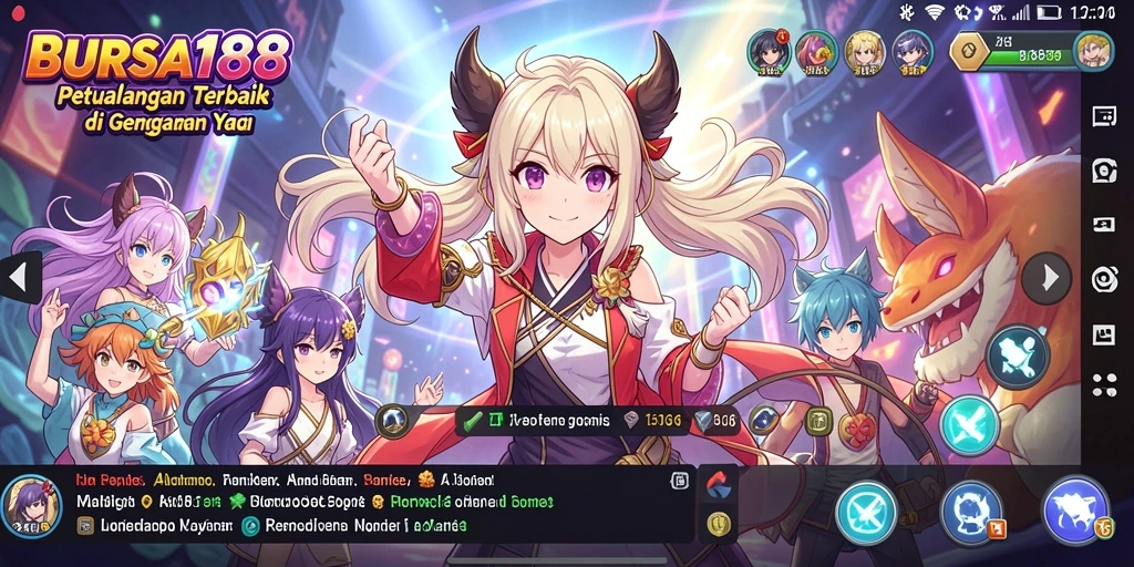 Tampilan gameplay BURSA188 yang penuh warna dan dinamis.