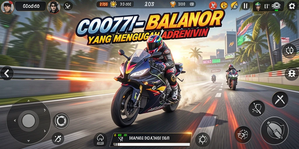 Gameplay balapan motor yang intens dan mendebarkan.