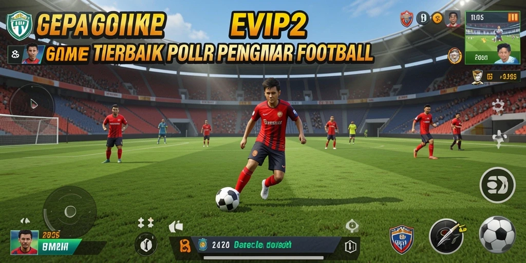 Tampilan gameplay EVIP2 yang menakjubkan dalam aksi pertandingan sepak bola.