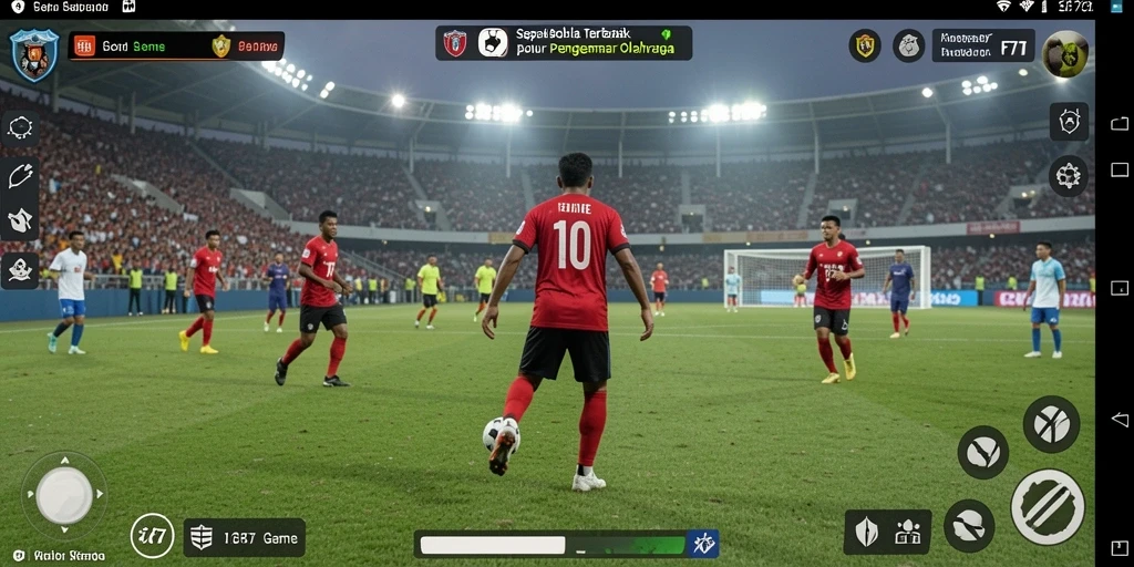 Tampilan gameplay F7F7 yang menampilkan aksi pertandingan sepak bola yang seru.