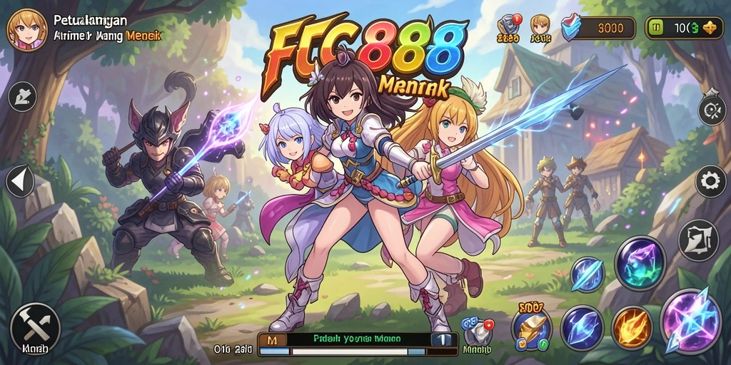 Tangkapan layar gameplay FC888 dengan karakter anime yang menarik.
