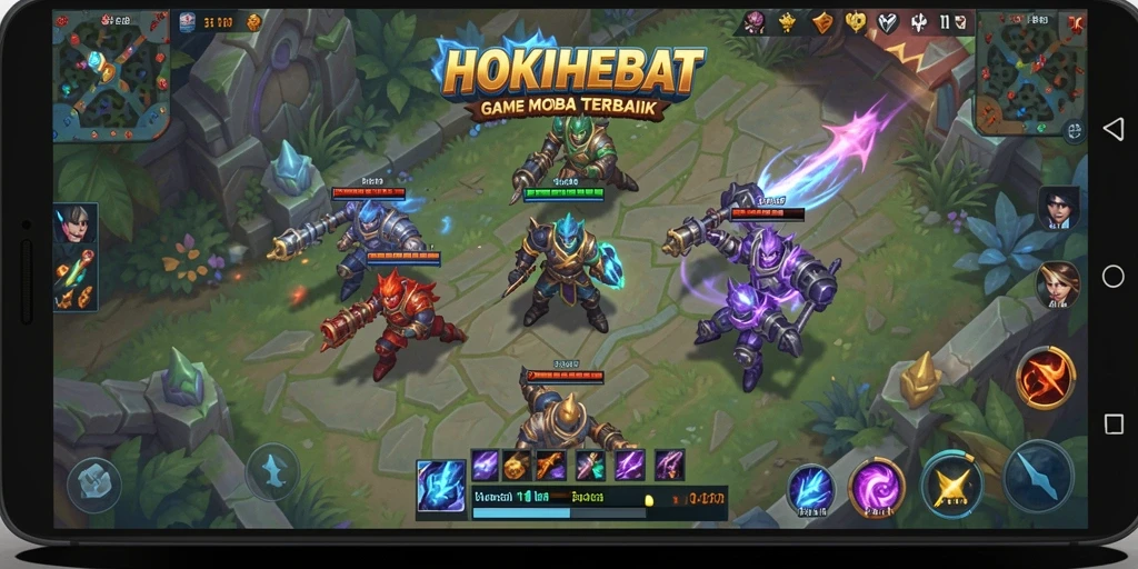 Tangkapan layar gameplay HOKIHEBAT dengan pertarungan seru di peta.