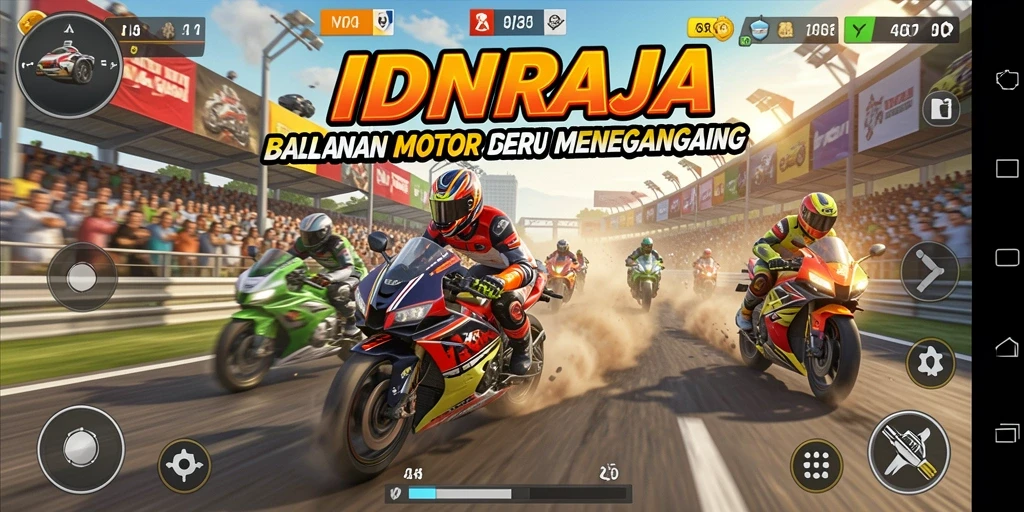 Gameplay balapan motor yang seru dalam IDNRAJA.