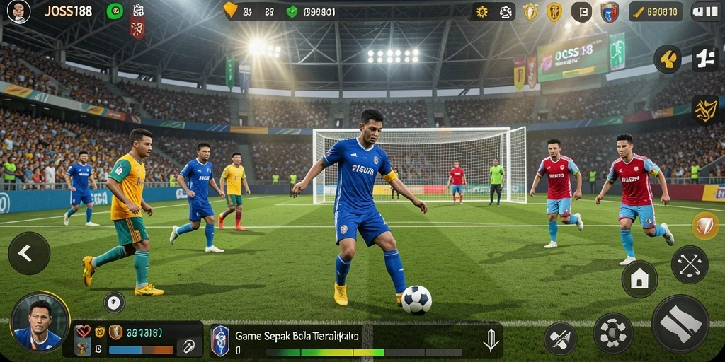 Screenshot gameplay JOSS188 menampilkan aksi sepak bola yang seru.