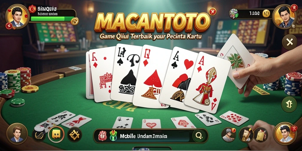 Tampilan gameplay seru dari <strong>MACANTOTO</strong> yang menampilkan tantangan kartu QiuQiu.