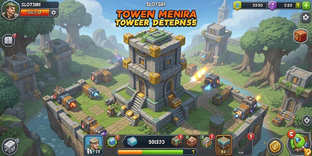 Tangkapan layar menampilkan aksi mendebarkan dalam gameplay Tower Defense SLOTSRI.