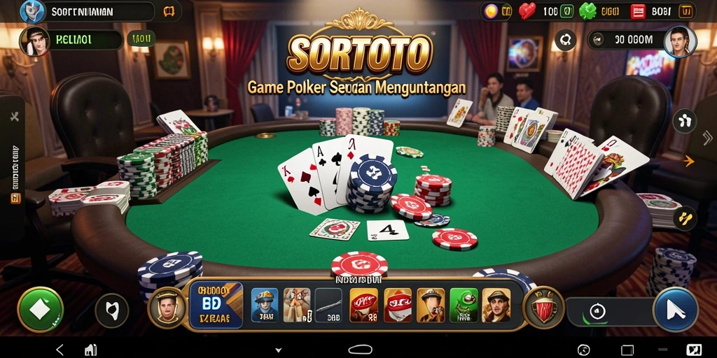 Tampilan menarik dari gameplay poker SORTOTO yang seru.